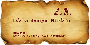 Lövenberger Milán névjegykártya